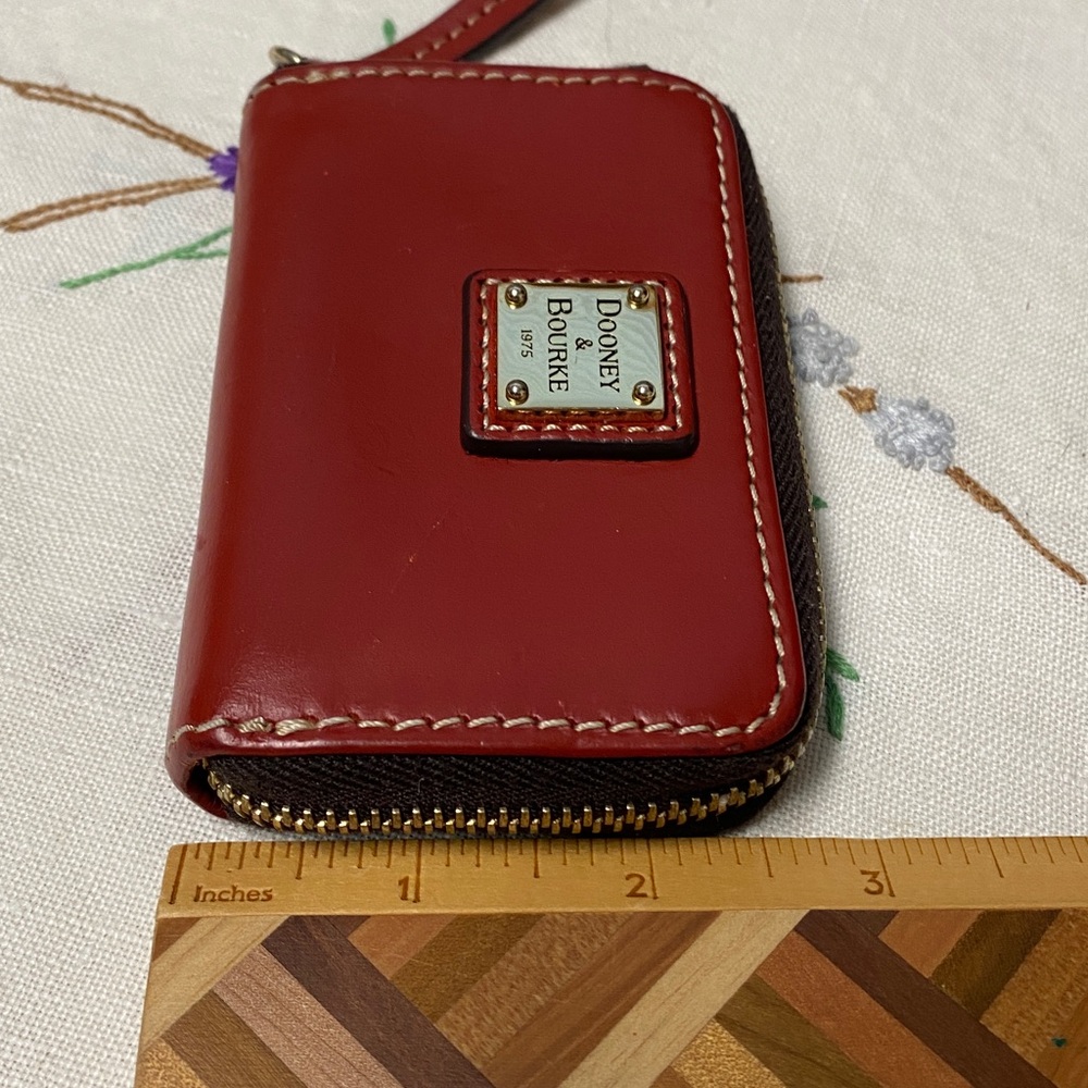 Dooney & Bourke Red Leather Zippered Leather Mini Organizer Wallet Card Holder